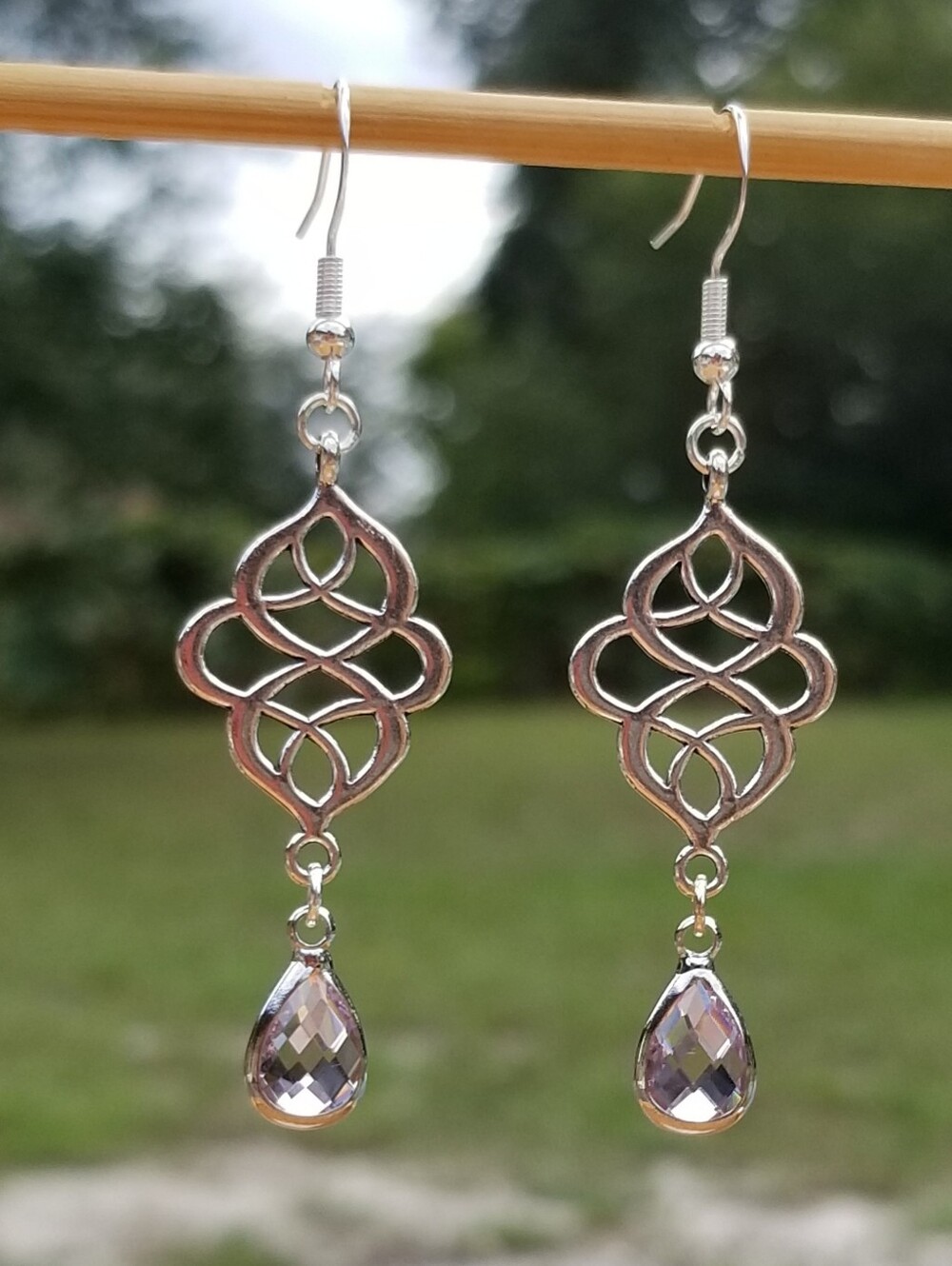 Sterling Silver Pink Tourmaline Dangle Earrings, Pink Tourmaline Jewelry